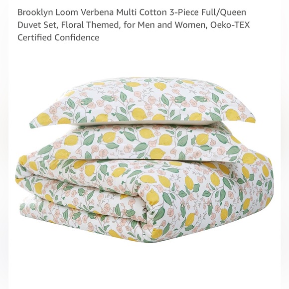 Brooklyn Loom Verbena Full/Queen Duvet Cover Set Lemons - Picture 5 of 7